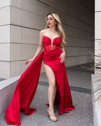 VESTIDO ROJO CORSET CORAZON CON PEDRERIA