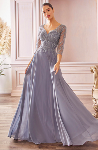 Vestido Celeste Gris Plata 1326